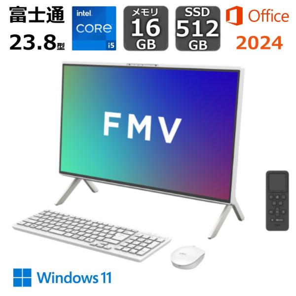 【開封・未使用品】 富士通 FUJITSU デスクトップPC FMV Desktop Fシリーズ F55-K1 23.8型 Core i5/ メモリ 16GB/ SSD 512GB/ Windows 11/ Office付き/ ホワイト