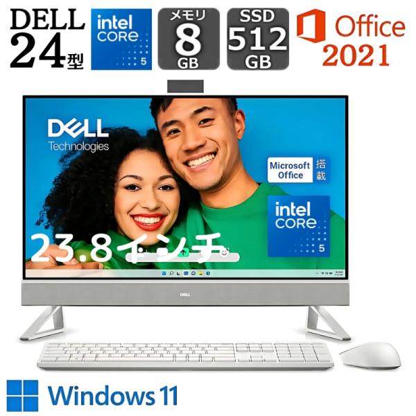 Dell デスクトップパソコン Inspiron 24 5430 23.8型FHD/ Core 5-120U 10コア / メモリ 8GB/ SSD 512GB/ Windows 11/ Office付き/ Webカメラ/ ホワイト 【新品】
