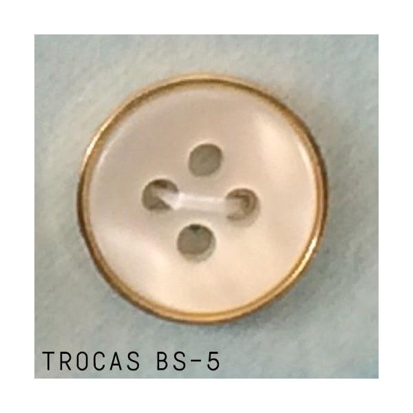 高級貝ボタン ゴールドふち取り 4つ穴 11mm【5個セット】（trocas bs-5