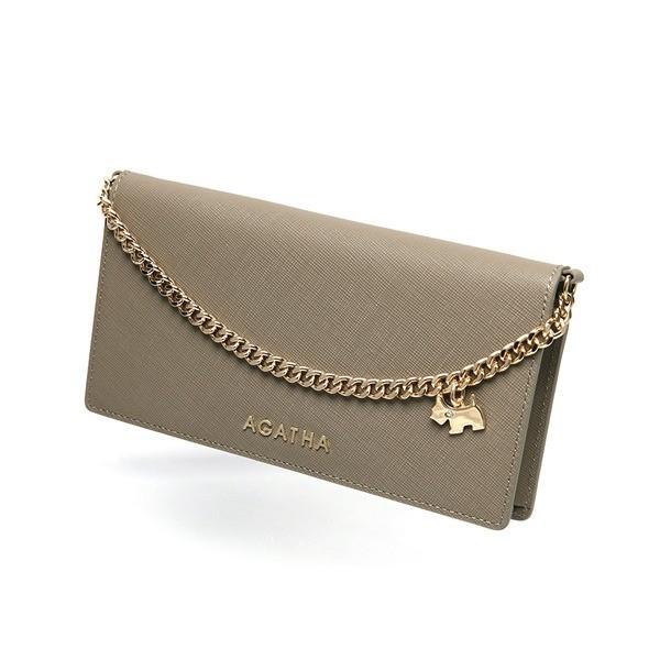 大人気商品 本革仕様ショルダーチェーン付長財布 モカベージュ Kcrk Agt194 309 Agatha アガタ 早割り Needed Co Nz