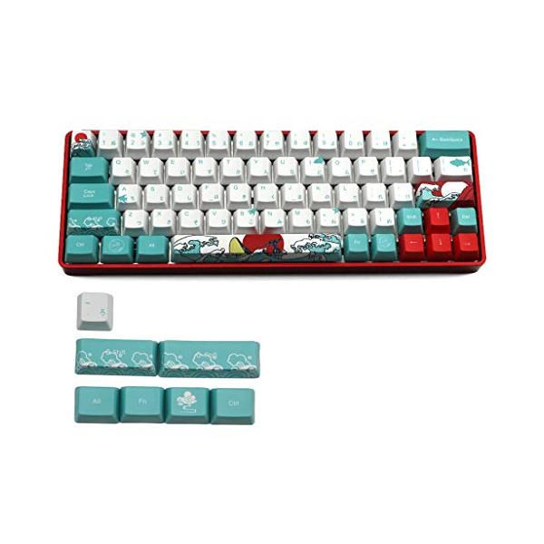 TCXSSL Meipai Russian Japanese 71 Keys Sea Coral Ukiyo-E KeyCap Dye Sublima