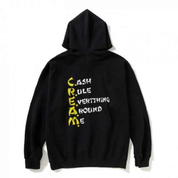 WU-WORLD（ウータン・クラン）】C.R.E.A.M. HOODIE(BLACK) CASH RULES