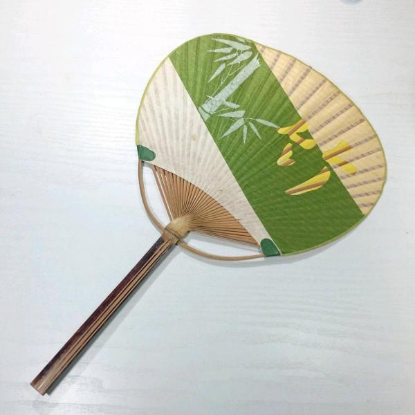 送料無料)竹製 竹描写 古うちわ 全長37cm 昭和レトロ A05812