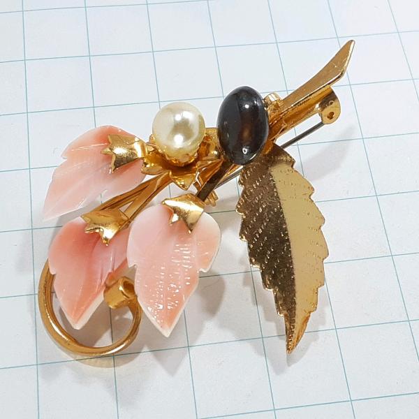 送料無料)ビンテージ☆ピンク フラワーデザイン☆アンティーク