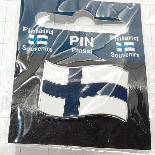 送料無料)未使用 フィンランド 国旗 旅行観光記念 輸入 ピンバッジ
