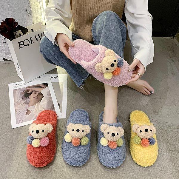 ルームシューズ スリッパ 暖かい おしゃれ ふわふわ かわいい クマ 熊付き 秋冬スリッパ もこもこ レディース フェイクファー 冬用 防寒 室内履き :rinanan-store-creopi20509620:BLACKHOLE 通販 ルームシューズ スリッパ 暖かい おしゃれ もこもこ レディース