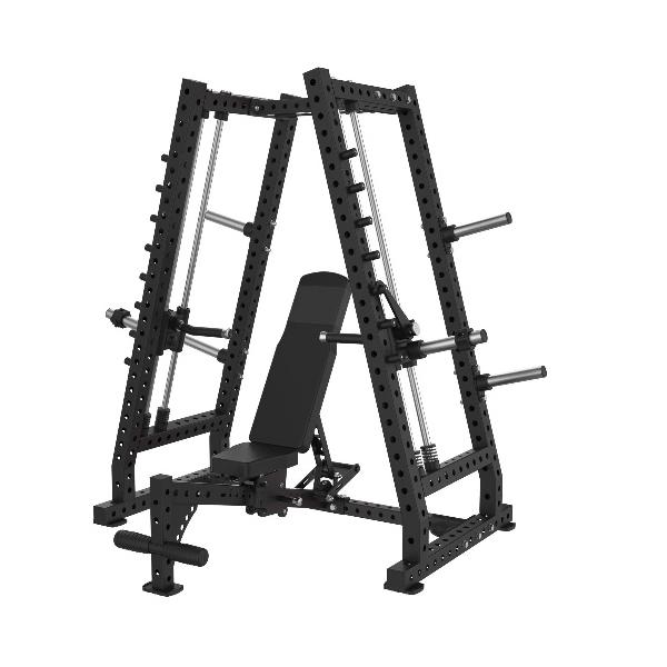 【今週末引取値引中】スミスマシン&ベンチ&プレート計100kg&180cmバー BS-K177 プレート式ベンチ付デュアルスクイーズドスミスマシン