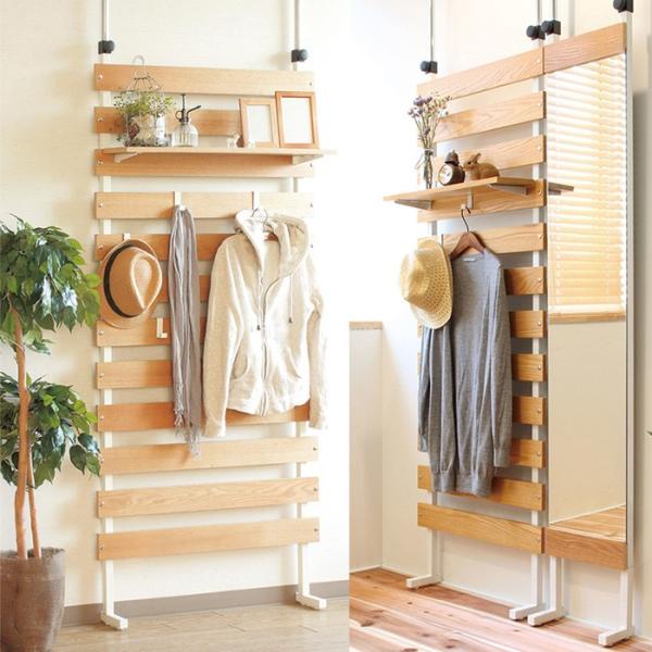 ラック 収納 棚 突っ張り ハンガーラック 壁面 シェルフ 間切り 飾り棚 ディスプレイラック 木製 ウォールラック 80cm幅 ラダーラック 北欧 伸縮式 好評受付中 おしゃれ