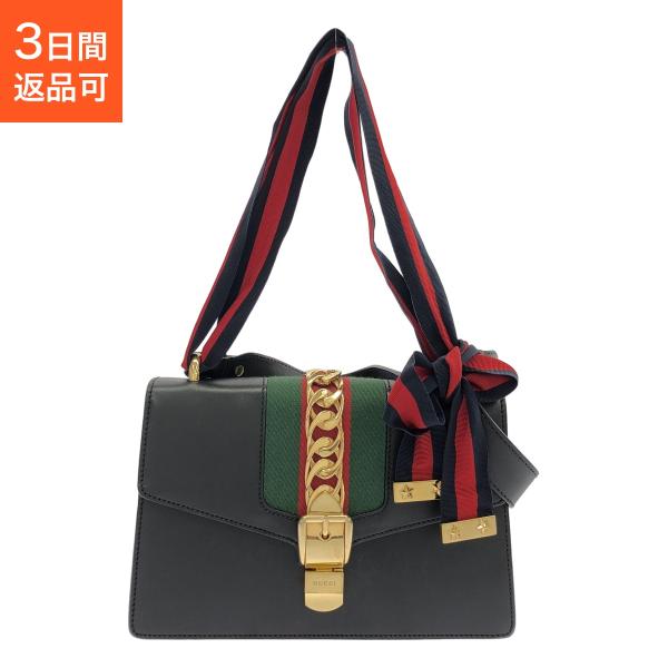 GUCCI（グッチ） シルヴィ GUCCI 2WAYバッグ カーフスキン ブラック