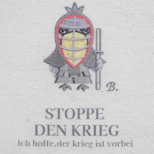 剣士ハシビロコウのプリントトートバッグ　刺繍デザイン　メッセージバッグ　オリジナルトートバッグ