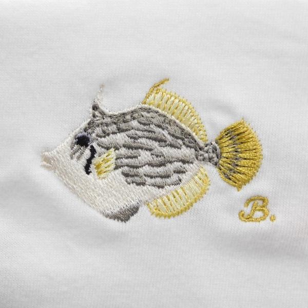 カワハギの刺繍入りオリジナルTシャツ 6.2オンス 釣り 記念品 誕生日 プレゼント 父の日 還暦 Fishing メンズ ユニセックス 個性的 魚