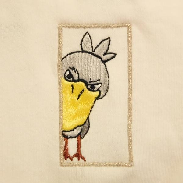 覗き込むハシビロコウの刺繍入り　オリジナルTシャツ　男女兼用　人気