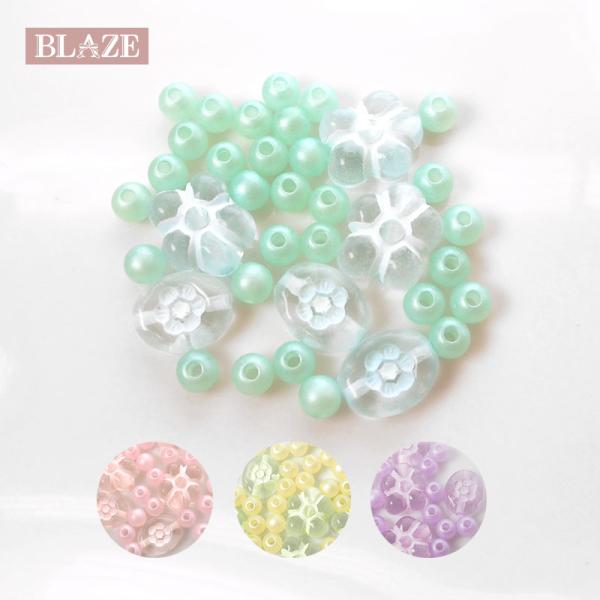 BLAZE 36個入り アクリルビーズ マット フラワー ミックス 花 艶消し