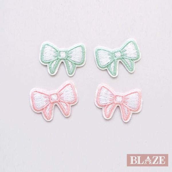 BLAZE ワッペン 2個入りアイロン 接着 刺繍 アップリケ リボン ミニ