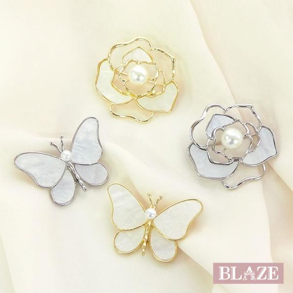 BLAZE ブローチ コサージュ フラワー バタフライ バラ 蝶 ローズ