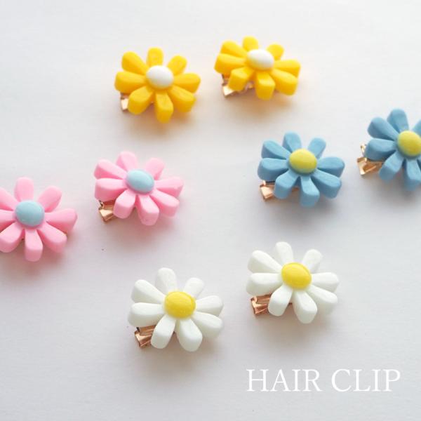 アレク　アイボリー花デザインヘアクリップ 2個入り ヘアークリップ デイジー ヘアクリップ 花 フラワー