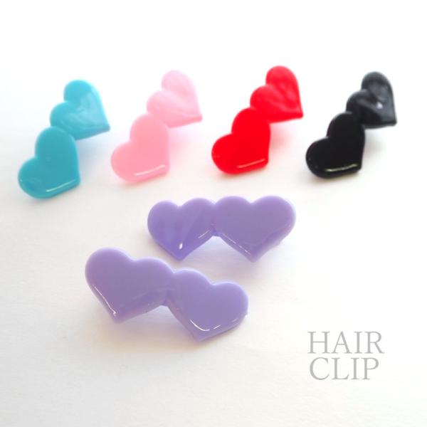 BLAZE（手芸） 2個入り ヘアクリップ W ハート ヘアアクセサリー