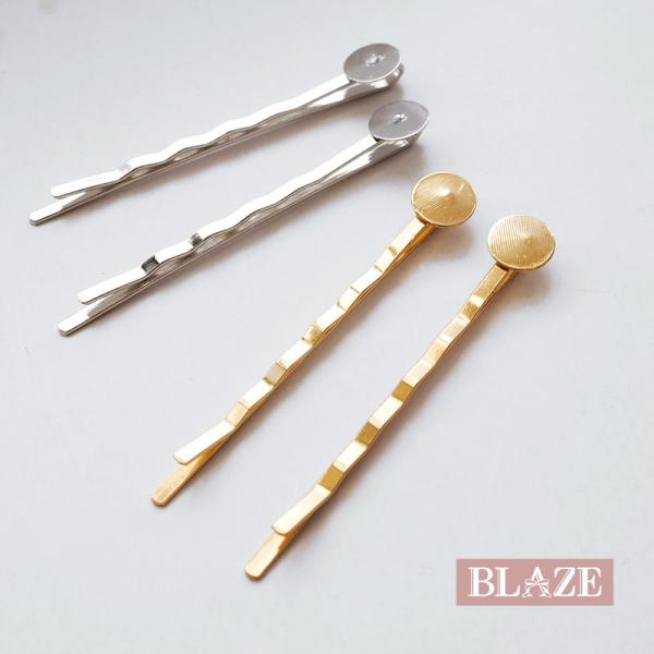 2本入り ヘア金具 ヘアピン 平皿付き 長さ約5.6cm BLAZE 商用利用可 ハンドメイド クラフト 手芸 ヘアアクセサリー パーツ 材料