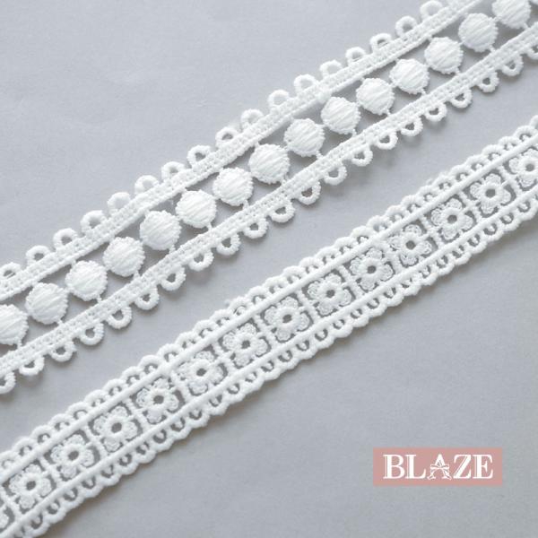 ▼商品詳細▼【デザイン】A＜サークル＞・B＜フラワーフリル＞・C＜フラワー＞【サイズ】A：幅約2.5cm　B：幅約1.9cm　C：幅約1.8cm　長さ：100cm【入数】約100cm【材質】ポリエステル【原産国】中国【スタッフのコメント】ホ...