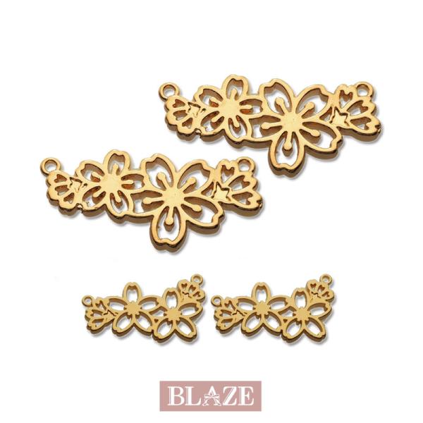 レジン　ヘアゴム　空と桜◡̈♥︎ BLAZE 空枠 桜 両カン 約1.6×3.6cm 全2種 商用利用可 つなぎパーツ