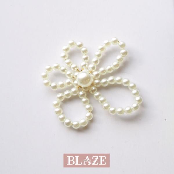 【#1484】コットンパール　ビーズ刺繍　フリル　ハンドメイドアクセサリー 1484】コットンパール ビーズ刺繍 フリル ハンドメイドアクセサリー