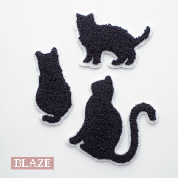 BLAZE ワッペン ネコ もこもこ アップリケ 猫 アイロン接着