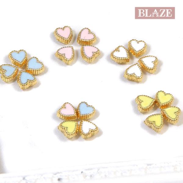 封入パーツ ネイルパーツ メタルカラー ハート 5個セット BLAZE 商用