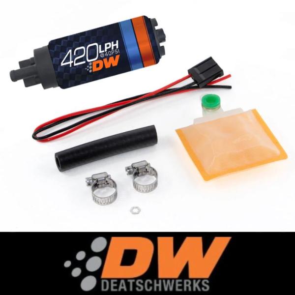 +BS Deatschwerks 汎用 ユニバーサル DW420 420lph 大容量 燃料 ガソリン フューエル ポンプ キット 税込み！ 送料込み！三菱 トヨタ スバル スズキ ホンダ 日産