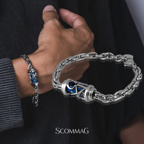 チェーンブレスレット(L)【ステンレス ブレスレット メンズ レディース SCOMMAG エスカマジー ブルーカラー】送料無料