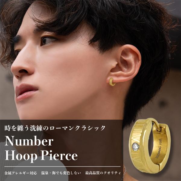 BLESS（ブレス） ナンバーフープピアス(片耳用)【ステンレス ピアス