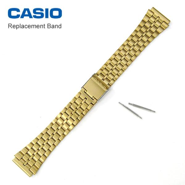 カシオ 純正 時計バンド A159WGEA-1JF 専用バンド ステンレス 金属バンド ゴールド 金色 +ばね棒 18mm-1.8 (10396378_26-72010884/2)  ネコポス配送[純正部品]