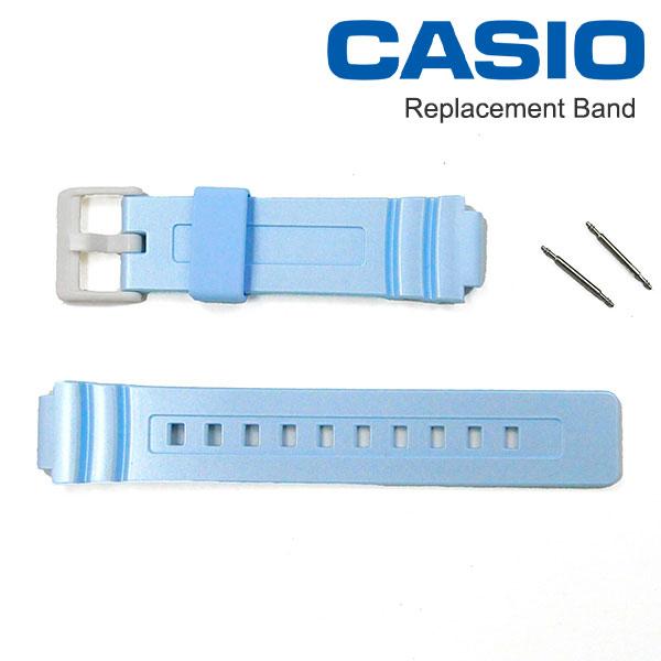カシオ純正交換バンド CASIO WEB CEPTOR LWA-M142-2A専用ベルト ばね棒付き ウレタン 樹脂 ライトブルー [ネコポス配送] 14mm