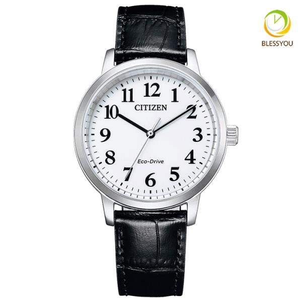 シチズン 腕時計 メンズ CITIZEN COLLECTION シチズンコレクション BJ6541-15A 17.0 エコドライブ ソーラー 白文字盤 ブラック 革ベルト レザー 10気圧防水