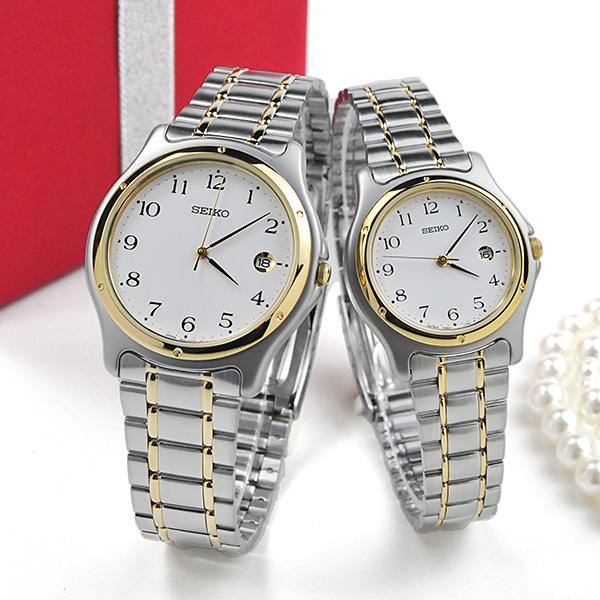 セイコー ペアウオッチ 夫婦  コメント  薄型で洒落たデザインですので贈物にもオススメです。　防水  ・日常生活防水機能  ・クォーツサイズ【メンズ】ケースサイズ：38.8mm×34.5mm×6.4mm【レディス】ケースサイズ：32.8m...