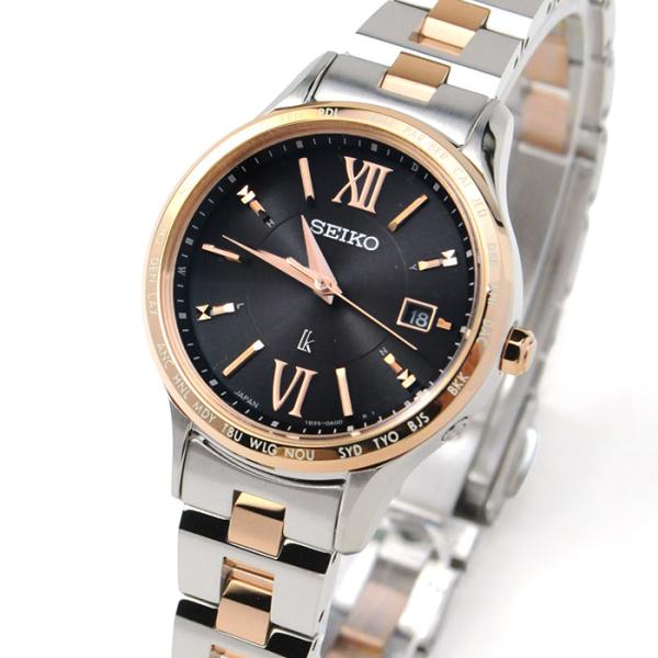 SEIKO ルキア ソーラー腕時計 ピンク文字盤 V137 デイト 防水10気圧 blessyou_ssvv090
