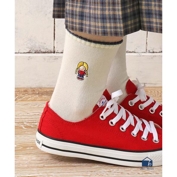 パティ＆ジミー サンリオ Sanrio グッズ 靴下 レディース キャラクター ワンポイント おしゃれ ギフト プレゼント パティ＆ジミーバイカラー刺繍ソックス