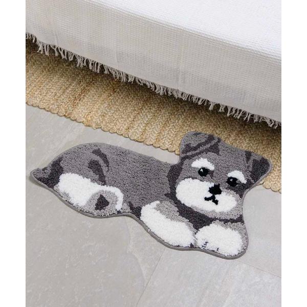 犬モチーフ 青とベージュのラグ bleubleuet_00152816