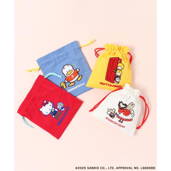 セール Sanrio グッズ 巾着袋 ポーチ レディース キティ パティ ジミー ペックル マロン ハンギョドン クリリン レトロサンリオキャラクターズサガラ刺繍巾着