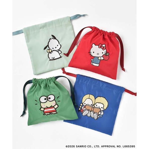 サンリオ グッズ 巾着袋 巾着ポーチ レディース 小物入れ キティ ポチャッコ パティ＆ジミー けろっぴ おしゃれ SANRIO CHARACTERS BASIC刺繍巾着