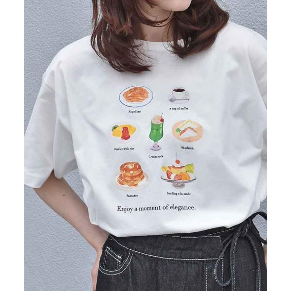 Tシャツ レディース 半袖 綿100％ トップス カットソー おしゃれ かわいい レトロ クリームソーダ 夏 コーデ 白T プリント プレゼント 喫茶メニューロゴTシャツ