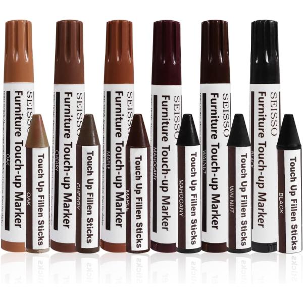 ●【セット内容】：補修ペン*12色 補修棒*12色 芯削り器*1●【様々な使用場面】：こちらの木製品補修キットは、テーブル、椅子、ベッド、床、ドア、クローゼットなどの木製家具の傷 (くず、ひび割れ、へこみ、ペットの跡、擦れ、変色など) を補...