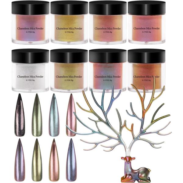 【セット内容】色が変わる上質なカメロンパウダー 厳選した8色*5g ブラシ*1本【幻想的な色】角度による色の変化とバッチリした色の流れ感?鏡のようにキラキラする魔法の粉【使いやすい】透明なプラスチックのボトルに保存していて、識別と整理が簡単...