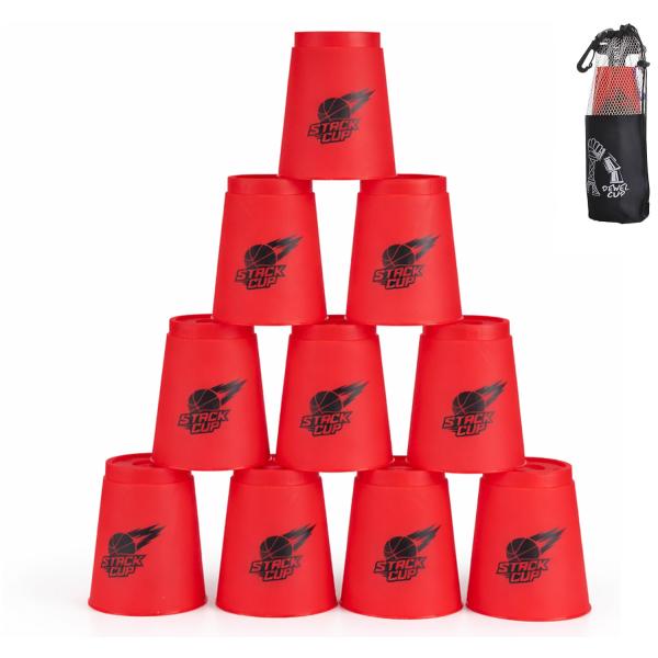 DEWEL スポーツスタッキング カップ 飛重ねカップ スポーツスタッキング専用 スポーツカップ 速重ね 初心者でも対応 厚め プラスチック製 穴あき 競技用 練習用