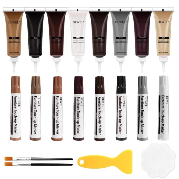 /商品について8色補修クリーム、8色補修ペン、ブラシ*2、パレット*1、ヘラ*1、説明書。8色補修クリーム：ブラック、グレー、ホワイト、オーク、チェリー、ウォールナット、マホガニー、メイプル。8色補修ペン：ブラック、グレー、ホワイト、オーク...