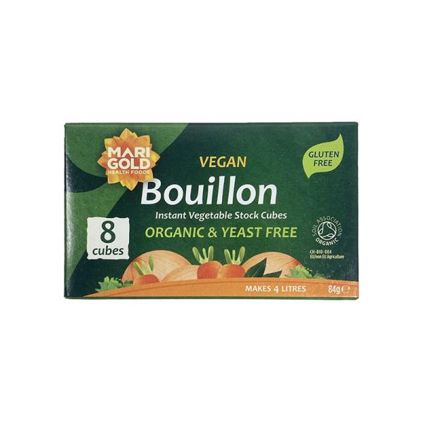 本商品は【夏季冷蔵品】です。１パックに８個入り(10.5g x 8 個）オーガニック、ヴィーガン、酵母エキスフリーのブイヨンキューブです。１個のキューブを500mlのお湯に溶かしてご使用ください。スープ以外にも野菜炒め、ホワイトソース、チャ...