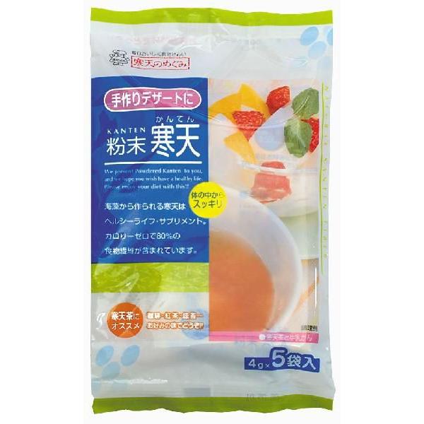 水戻し・裏ごし不要食物繊維豊富■粉末寒天4gで棒寒天約1本分に相当■食物繊維含有量：3.2g/4g■料理や菓子づくりなどに原材料：海藻[オゴ草(インドネシア、チリ)、天草(モロッコ)]　