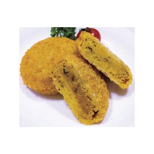 北海道産栗かぼちゃの甘みを最大限に包み込んだコロッケを菜種油で揚げました。原材料：かぼちゃ(北海道産)、じゃがいも、砂糖、乾燥マッシュポテト、しょうゆ、風味調味料、酒、衣(パン粉、小麦粉)、揚げ油(なたね油)、(一部に小麦・乳成分・大豆を含...