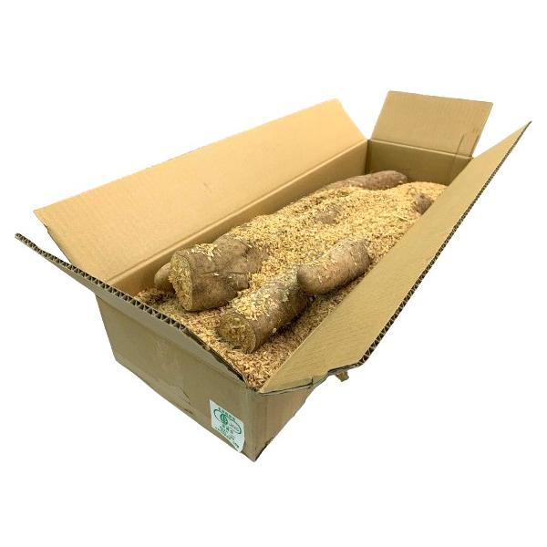 生産者：タテノファーム（山梨県明野町）有機JAS認証（有機許容農薬不使用）新ものです。箱に籾殻を詰めています。　