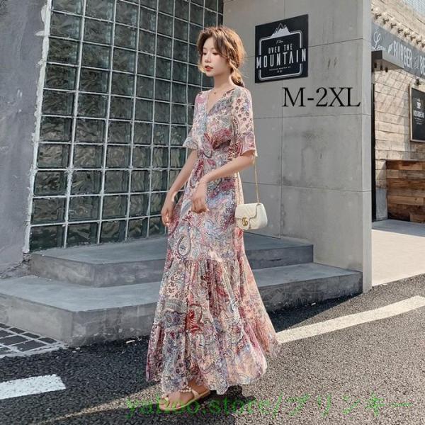 リゾートワンピース レディース サマードレス ロング マキシ丈ワンピース バックシャン  Aライン 水着の上に着る服 ハワイ 旅行用 大人 20代