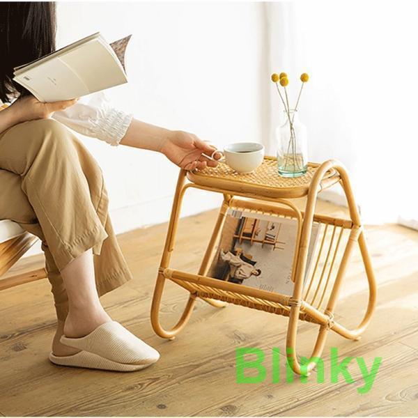 C ホワイトラタン編み込みテーブル 籐家具 ラタンテーブル 籐の